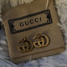 Gucci Vintage Gold GG Monogram Designer Earrings picture