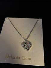 Melania Clara Silver Heart Pendant Necklace with Multicolor Stones picture
