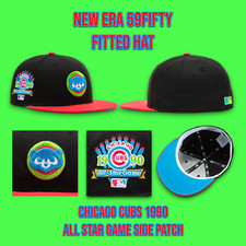 New Era Chicago Cubs 59FIFTY Fitted Hat 1990 All Star Game Side Patch 7 3/8 picture