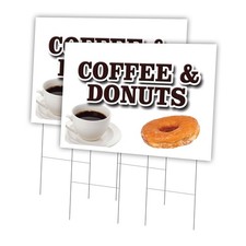 Coffee & Donuts Multi-Pack of Yard Signs & Stake plastic coroplast window picture