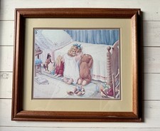 VTG Framed Bedtime Prayer Print 1980s Little Girl Toys | H. Muradian | 16.5x14.5 picture