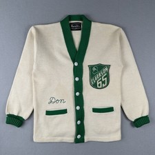 Vtg 60s Clarkson University Letterman Cardigan Sweater Small Wool Chain Stitch picture