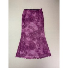 ROMWE Y2K Whimsigoth Purple Lace-Print Midi Skirt Women’s Medium picture
