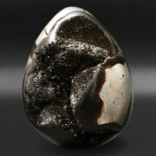Black Septarian “DRAGON EGG” dragonstone crystal mineral geode Madagascar picture
