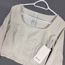 Lululemon Waist-Seamed Nulu Shirt Womens 8 Bone Corset Slim Long Sleeve NWT New picture