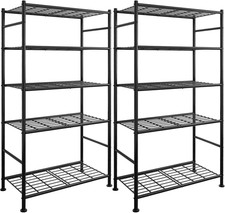 5-Tier Steel Storage Racks - 2 Pack, Adjustable Shelving Units for Garage & Work picture