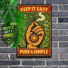 Dont Panic Its Organic Marijuana Leaf Tin Sign 8x12 Retro Weed Wall Decor picture