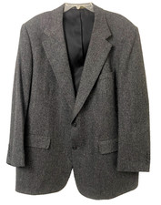 Domenico Vtg Men's Black Houndstooth Wool Notch Lapel 2 Button Sport Coat 50R picture