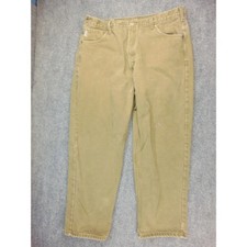 Carhartt B182 BRK Mens 40x30 Flannel Lined Duck Pants Brown Workwear Utility picture