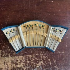 12pc 1927 Adolph Scott Sterling Enamel Rooster Cocktail Picks Birmingham England picture