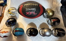 2001 XFL  Inaugural Set - 9 Bike Authentic Mini Helmets.   BALL NOT INCLUDED  picture