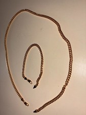 14K Gold Plated Miami Cuban Chain + Bracelet Set 5mm 22in 8in – New picture
