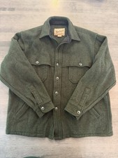 Vintage Woolrich Wool Hunting Jacket USA Made Herringbone Cape Back L picture