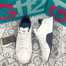 NEW G/FORE G.112 Men's Snow/Twilight Golf Shoes PU Leather White/Blue Sneakers picture