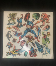 Rare, Vintage 1969 Marvel Comics Superheroes Sticker Sheet Decals, picture
