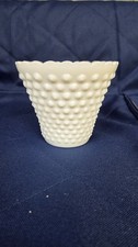 Vintage Fenton Glass Flower Pot Planter Vase White Milk Glass Hobnail picture