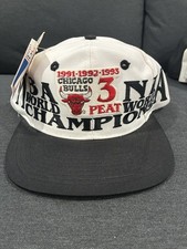 Vintage 93 Chicago Bulls NBA Champions 3 Peat One Size Snap-Back Hat Cap Logo 7 picture
