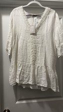 Francesca Bettini Women Italian Linen NWT Size L Cottagecore Romantic Ruffle Hem picture