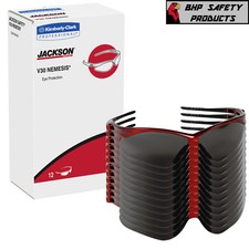 (12 PAIR) KLEENGUARD NEMESIS SAFETY GLASSES SMOKE LENS INFERNO/RED FRAME 22611 picture