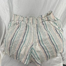 Briggs Women’s Striped Pull-On Shorts High Rise Elastic Drawstring Pockets S picture