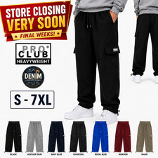 Pro Club Premium Heavyweight Fleece Cargo Pants S-7XL Relaxed Fit Sweatpants Men picture