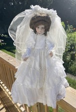 Antique French Reproduction  Albert Marque 20”Bride Doll Porcelain Head picture