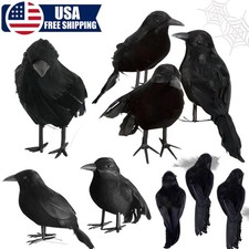 12× Halloween Lifelike Black Raven Fake Crow Fake Bird Hunting House Decor 4*7