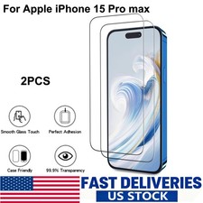 2pcs For Apple iPhone 15 Pro max Tempered Glass Screen Protector Anti Scratch picture