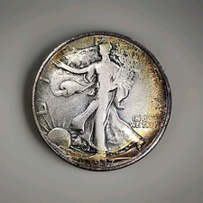 1937 S Walking Liberty Half Dollar-Toning-Very Fine Condition-Free Shipping #1 picture