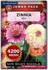 Sow Right Seeds- 4300 Mixed Zinnia Seed for Planting Bulk Jumbo Pack Flower picture