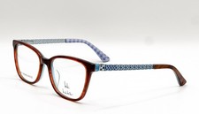 NEW NICOLE MILLER NARISSA C02 BROWN HORN/BLUE AUTHENTIC EYEGLASSES 50-16 picture