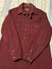 1930s Chippewa Chin-Strap Wool Work Shirt Men’s L Gussets Red/Black Vtg Workwear picture