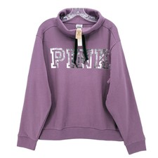 NWT Victoria's Secret Pink Pullover Sweatshirt High Cowl Neck Graphic Top XL picture