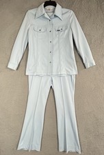 VTG 70s Lee Riders Womens Leisure Suit M/L Set 33x31 Double Knit Western Flare picture