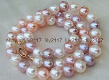 Genuine 7-8mm Natural Multicolor Freshwater Cultured Pearl Necklaces 18'' picture