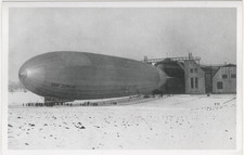 Vintage Graf Zeppelin LZ127 Airship Photo Postcard D-LZ127 Snow Covered Hangar picture