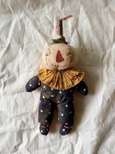 Primitive Halloween Pumpkin Doll Handmade Folk Art Spooky Grungy Ornament picture