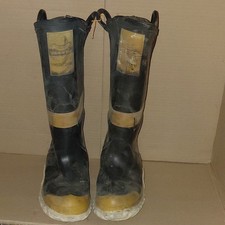 Vintage ANSI Firefighter Turnout Rubber Boots Out Of Service picture