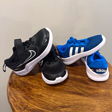 Nike & adidas Toddler Sneakers Lot 2 Black/Blue/White Mesh Lace-Up US 5 picture