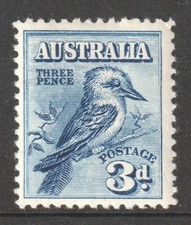 AUSTRALIA 1928 3d BLUE KOOKABURRA picture