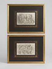 François Perrier Classical Greek Relief Art Prints Framed Gold Set of 2 Vintage picture