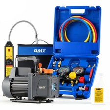 OMT Combo 4CFM HVAC Vacuum Pump 1/3HP Manifold Gauge Set w Leak Detector & Bag picture