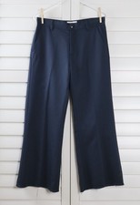 120% LINO Natural Luxury NWT $295 Solid Navy Flared Dress Pants Size 42 picture