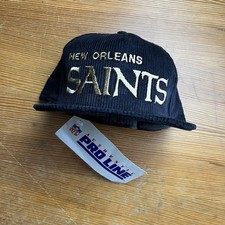 Rare Vtg 90s Nfl Pro line New Orleans Saints Corduroy Snapback Hat Cap Black New picture