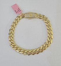 14K Royal Monaco Cuban Bracelet Yellow Gold 9mm 8.5 inches Box Lock picture