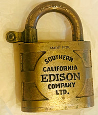 Vintage Yale Brass Padlock Southern California Edison Co SoCal Power Lock No Key picture