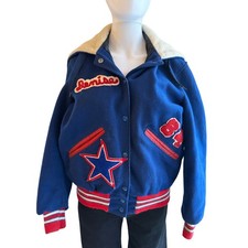 Vintage DeLong Varsity Jacket Rich South 84 Denise Wool USA 34 picture