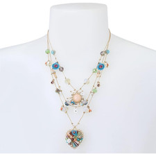 Betsey Johnson Womens Butterfly Charms Layered Necklace picture