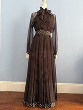 Vintage Kiki Hart 1960s/70s Polka Dot Chiffon Maxi Gown – XS – Rare Designer picture