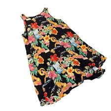 Vintage 90s Nicole Miller 100% Silk Hawaiian Pin-Up Tropical Print Dress Size 10 picture